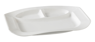 Yanco PS-2012 12" L X 8.5" W White Porcelain Rectangular Piscataway 3-Compartment Plate