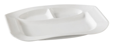 Yanco PS-2012 12" L X 8.5" W White Porcelain Rectangular Piscataway 3-Compartment Plate