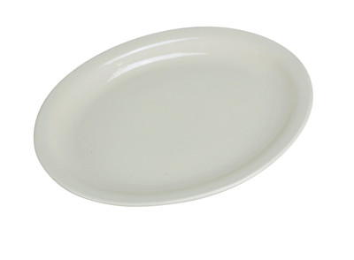 Yanco NR-41 8.63" L x 6.25" W American White Ceramic Oval Narrow Rim Normandy Platter