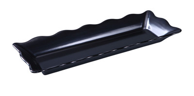 Yanco DC-6117B 17.5" W x 2" H x 6.75" D Black Melamine Rectangular Serving Tray