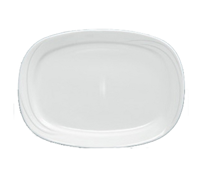 Yanco MM-94 14" L x 10" W Bone White Porcelain Rectangular Embossed Rim Miami Platter