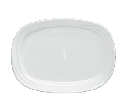 Yanco MM-94 14" L x 10" W Bone White Porcelain Rectangular Embossed Rim Miami Platter