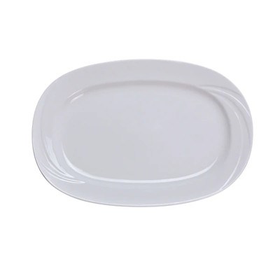 Yanco MM-94 14" L x 10" W Bone White Porcelain Rectangular Embossed Rim Miami Platter