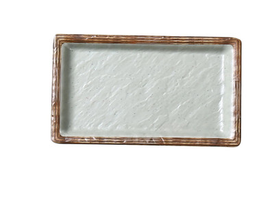 Yanco YO-3006 6.5" W x 0.75" H x 3.75" D Rectangular Melamine Yoto Sushi Plate