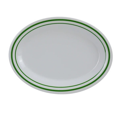 Yanco PT-221 11.5" W x 0.75" H x 8" D Beige Melamine Oval Pine Tree Platter