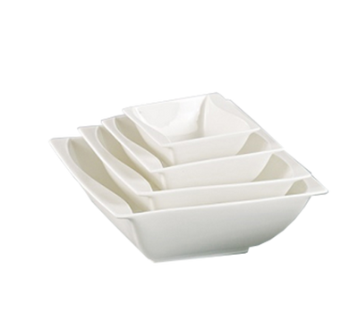 Yanco SW-508 48 Oz. Bone White Porcelain Square Sea Wave Bowl