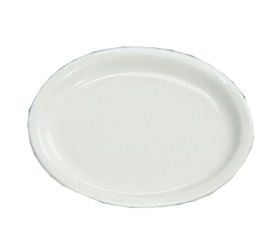 Yanco NR-13 11.5&quot; L x 9.25&quot; W American White Ceramic Oval Narrow Rim Normandy Platter