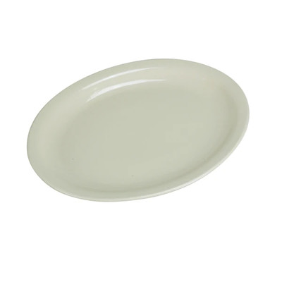 Yanco NR-13 11.5" L x 9.25" W American White Ceramic Oval Narrow Rim Normandy Platter