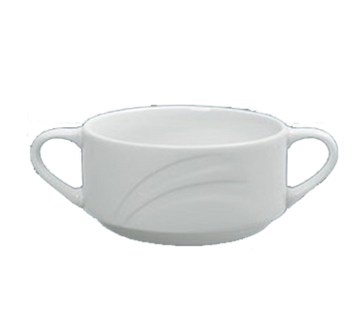 Yanco MM-46 6 Oz. 3.88" Dia. Bone White Porcelain Round with Two Handles Miami Bouillon