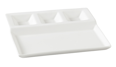 Yanco PS-2010 10.25" L X 8.75" W White Porcelain Rectangular Piscataway 4-Compartment Plate