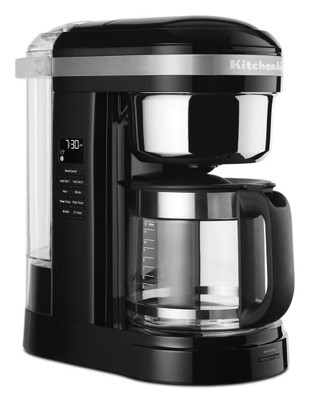 KitchenAid KCM1209OB 7.17" W Onyx Black Drip Coffee Maker with Spiral Showerhead and Programmable Warming Plate - 1100 Watts