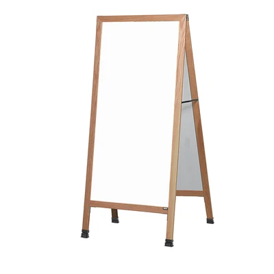 AARCO LA5 30" W x 68" H Cherry Lacquer Finish Markerboard Wood Sidewalk Markerboard