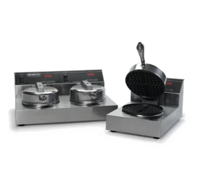Nemco 7000A-2S Cast Aluminum Grid with Silverstone Stainless Steel Construction Double Waffle Baker - 120 Volts