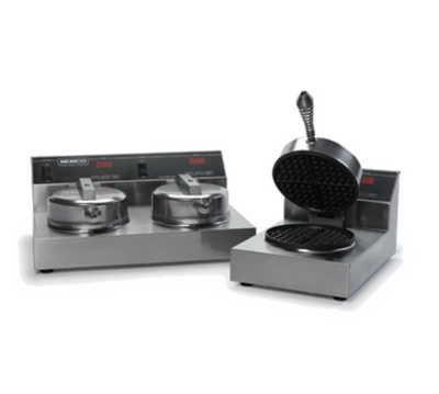 Nemco 7000A-2S Cast Aluminum Grid with Silverstone Stainless Steel Construction Double Waffle Baker - 120 Volts