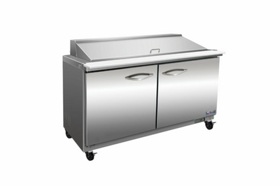 MVP Group ISP36M-2D 7.7 Cu. Ft. Stainless Steel Two Section IKON Mega Top Sandwich Or Salad Prep Unit - 115 Volts