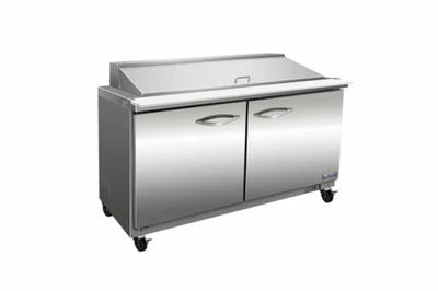 MVP Group ISP36M-2D 7.7 Cu. Ft. Stainless Steel Two Section IKON Mega Top Sandwich Or Salad Prep Unit - 115 Volts