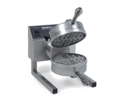 Nemco 7020A-1S Stainless Steel Construction Fixed Cast Aluminum Grid with Silverstone Auto Start Single Round Belgian Waffle Baker - 120 Volts