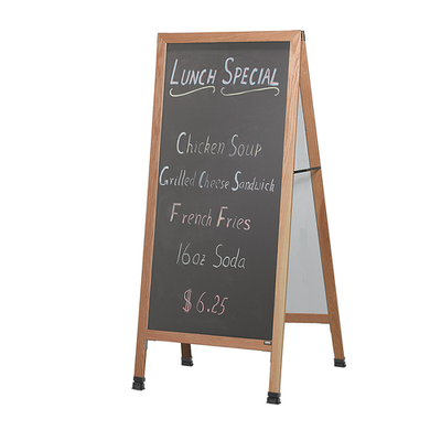 AARCO LA1B 30" W x 68" H Cherry Lacquer Finish Chalkboard Wood Sidewalk Chalkboard