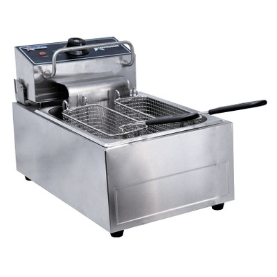 Omcan USA 34867 13.23 Lbs. Stainless Steel Electric Countertop Fryer - 110 Volts 1-Ph