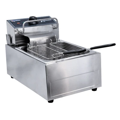 Omcan USA 34867 13.23 Lbs. Stainless Steel Electric Countertop Fryer - 110 Volts 1-Ph