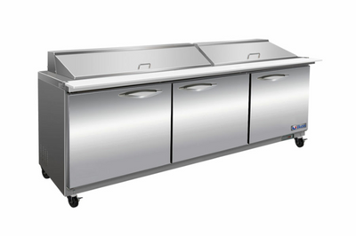 MVP Group ISP72M 18 Cu. Ft. Stainless Steel Three Section IKON Mega Top Sandwich Or Salad Prep Unit - 115 Volts