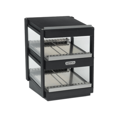 Nemco 6480-30-B 30" W Aluminum Dissipater Black Powder Coat Exterior Horizontal Dual Shelf Merchandiser - 120 Volts, 1460 Watts