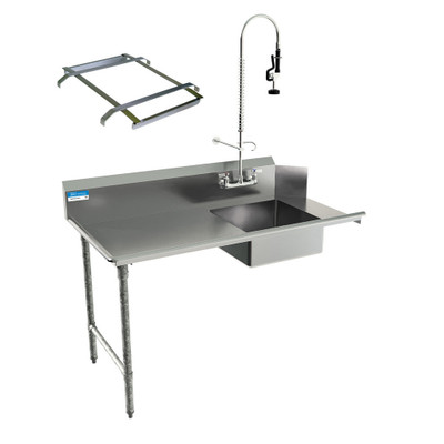 BK Resources BKSDT-60-L-P2-G Galvanized 18 Gauge Straight Soiled Dishtable