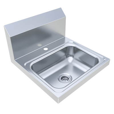 BK Resources BKHS-D-1410-1 17" W Stainless Steel Wall Mount Single Deck Mount Faucet Hole Hand Sink