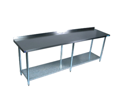 BK Resources VTTR-1896 96" W x 18" D Stainless Steel Top and Galvanized Undershelf with 1.5" Backsplash Work Table