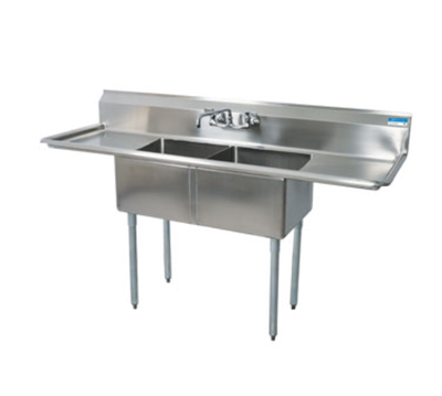 BK Resources BKS-2-20-12-18T 76" W x 25.81" D 18 Ga. Stainless Steel 2 Compartments Sink
