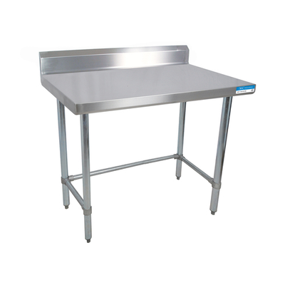 BK Resources SVTR5OB-8424 84" W x 24" D Stainless Steel Top and Base with 5" Backsplash Work Table