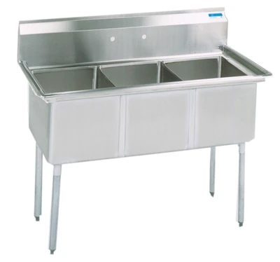 BK Resources BKS-3-18-12 59" W 18 Gauge Stainless Steel Sink