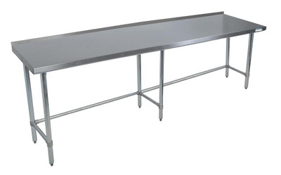 BK Resources VTTROB-1896 96" W x 18" D Stainless Steel Top and Galvanized Base with 1.5" Backsplash Work Table