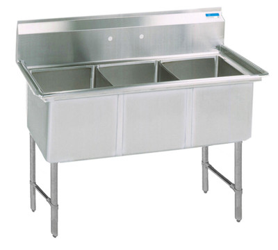 BK Resources BKS-3-18-12S 59" W 18 Gauge Stainless Steel Sink