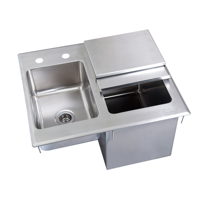 BK Resources BK-DIBHL-2118 21" W x 18" D Stainless Steel Drop-In Ice Bin with Sink