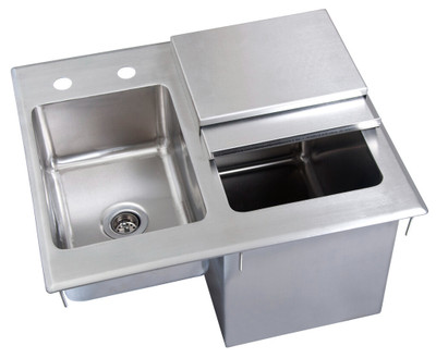 BK Resources BK-DIBHL-2118 21" W x 18" D Stainless Steel Drop-In Ice Bin with Sink