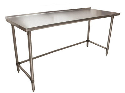 BK Resources VTTROB-7230 72" W x 30" D Stainless Steel Top and Galvanized Base with 1.5" Backsplash Work Table