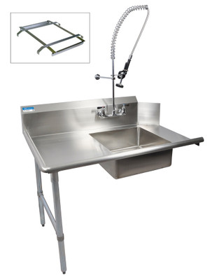 BK Resources BKSDT-48-L-P2-G Galvanized 18 Gauge Straight Soiled Dishtable