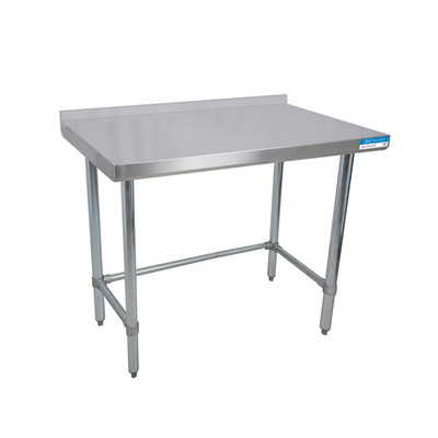 BK Resources SVTROB-4824 48" W x 24" D Stainless Steel Top and Base with 1.5" Backsplash Work Table