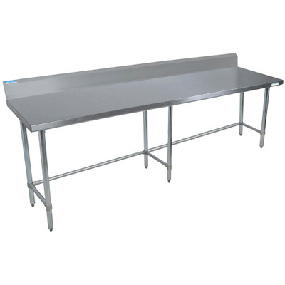 BK Resources SVTR5OB-9624 96" W x 24" D Stainless Steel Top and Base with 5" Backsplash Work Table