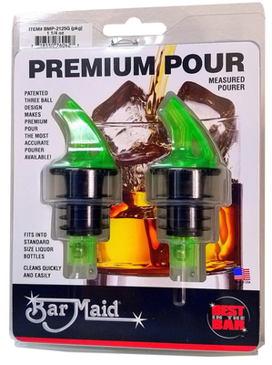 Bar Maid BMP-2125G-PKG 1.25 Oz. Wide Cork Green Measured Pourer