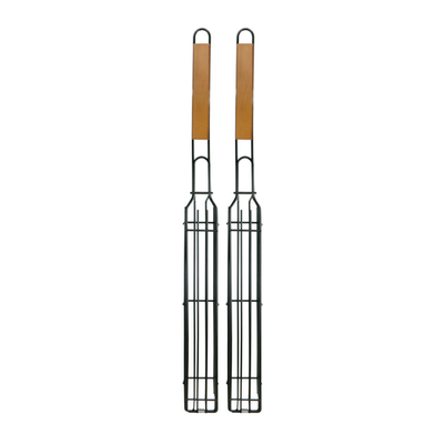 Chef Master 06075Y 2 Black Single Non-Stick Mr. Bar-B-Q Kabob Basket