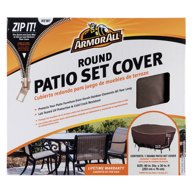 Chef Master 07803AA 80" Dia. x 30" Brown Round Polyethylene Armor All Patio Set Cover