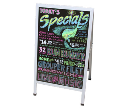 Chef Master 90034 2 Sided Aluminum Frame and Hinge Black Surface Portable Chef-Master Sidewalk Sign