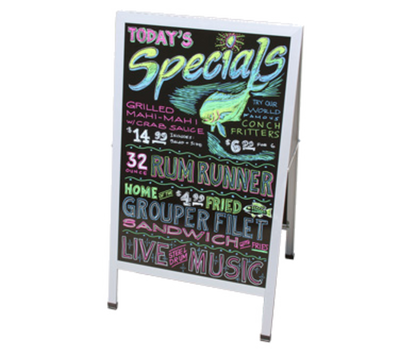 Chef Master 90034 2 Sided Aluminum Frame and Hinge Black Surface Portable Chef-Master Sidewalk Sign