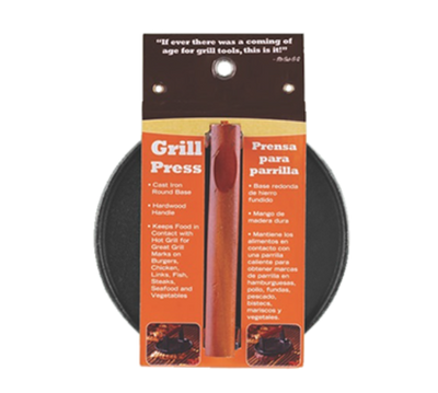 Chef Master 06681Y Cast Iron Round Mr. Bar-B-Q Meat Press
