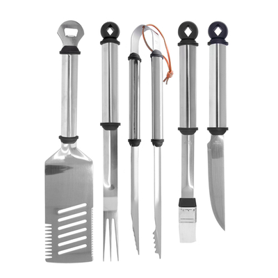 Chef Master 02147Y 5-Piece Mr. Bar-B-Q Premium Barbeque Tool Set