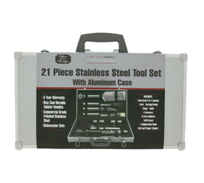 Chef Master 02066Y 21-Pieces Mr. Bar-B-Q Silver Prestige Barbeque Tool Set