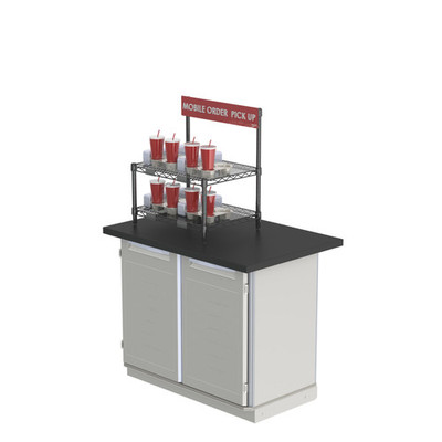 Metro CR1824TG2B (2) 18" W x 24" D Shelves Black Epoxy Coated Steel Countertop To-Go Order Pick-Up Station with Sign
