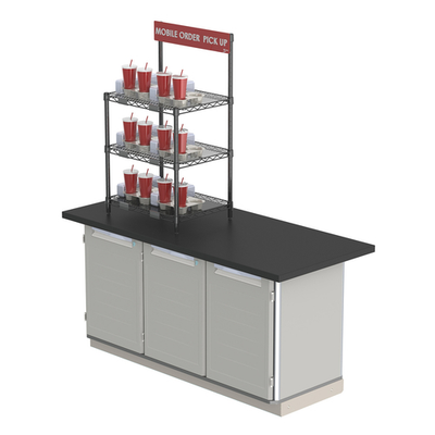 Metro CR1824TG3B 24.25" W x 18" D Shelves Black Epoxy Coated Steel Countertop To-Go Order Pick-Up Station with Sign